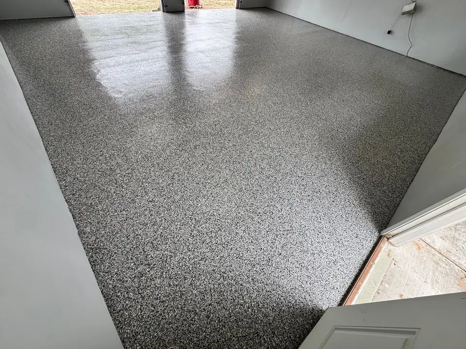 Garage transformation after concrete coating