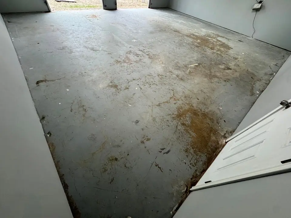 Garage transformation before concrete coating