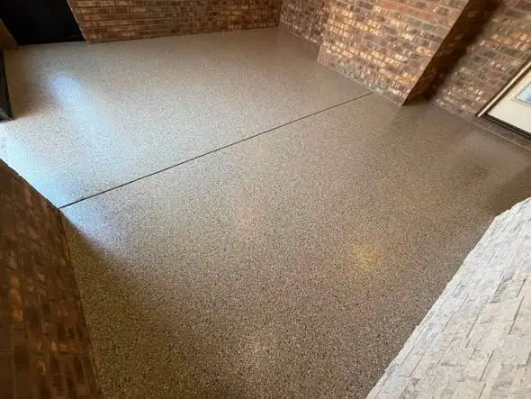 Covered patio concrete coating project in Texas
