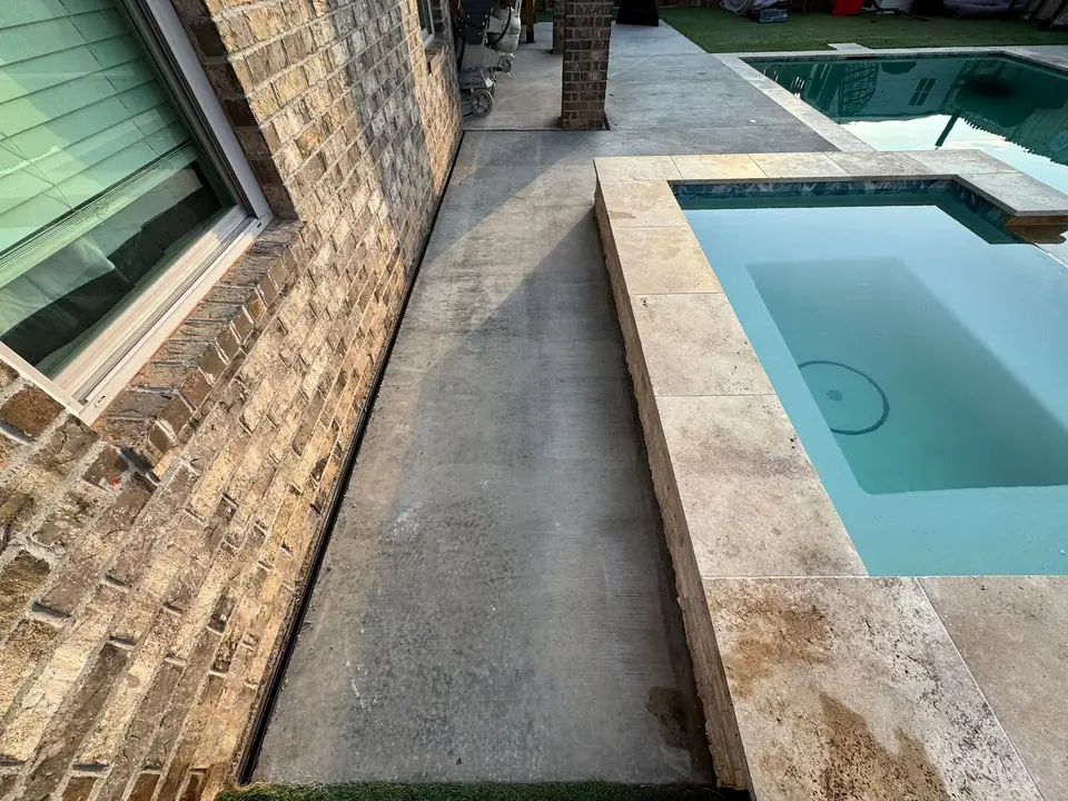 Poolside patio before concrete coating