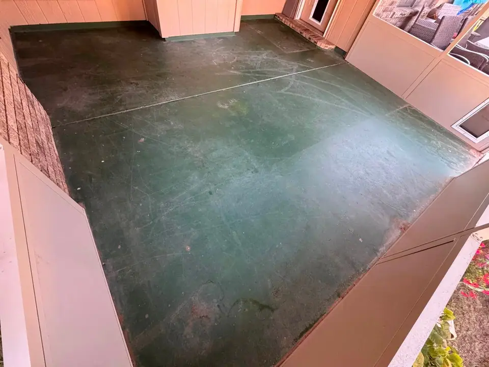 Sun room before concrete coating